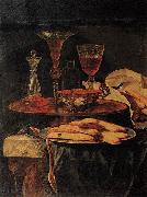 Christian Berentz Still-Life with Crystal Glasses and Sponge-Cakes oil on canvas